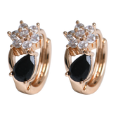 Black Flower Drops Earrings