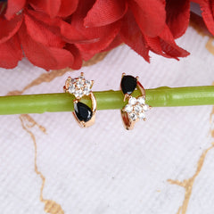 Black Flower Drops Earrings