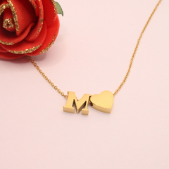 Heart With Letter M Necklace